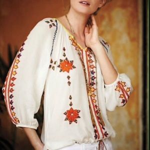 Anthropologie Greylin Stitched Dahlia Blouse